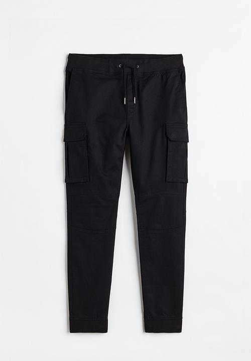 H&M - Skinny fit cargo joggers - black