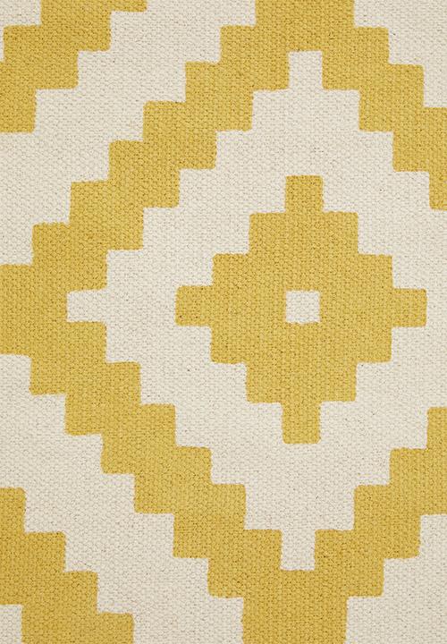 Sixth Floor - Jagger geo printed rug - mustard & white