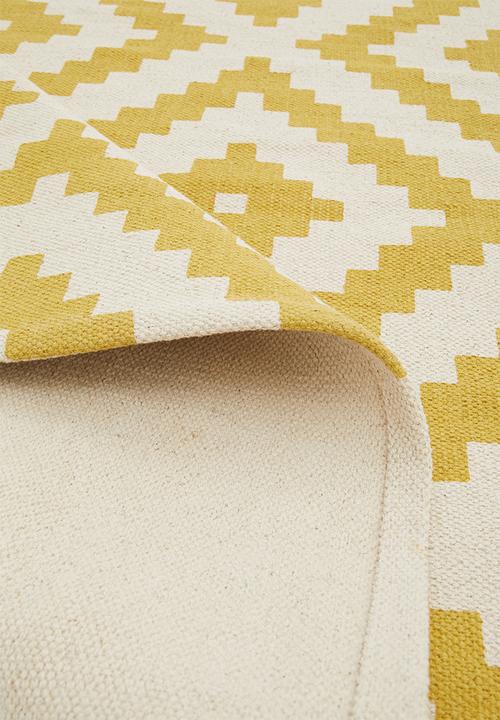 Sixth Floor - Jagger geo printed rug - mustard & white