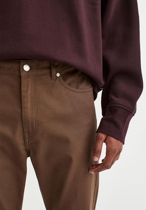 H&M - Slim fit cotton twill trousers - brown