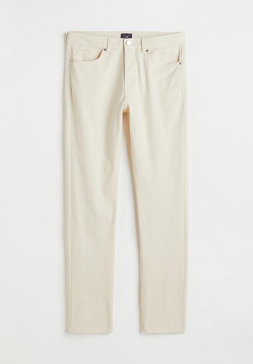 H&M - Slim fit cotton twill trousers - cream