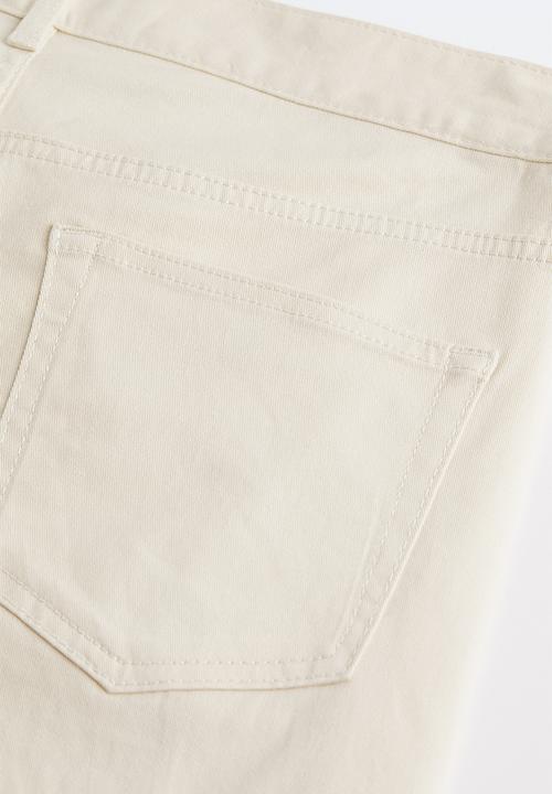H&M - Slim fit cotton twill trousers - cream