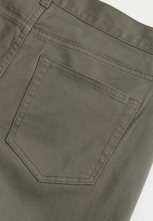 H&M - Slim fit cotton twill trousers - khaki green