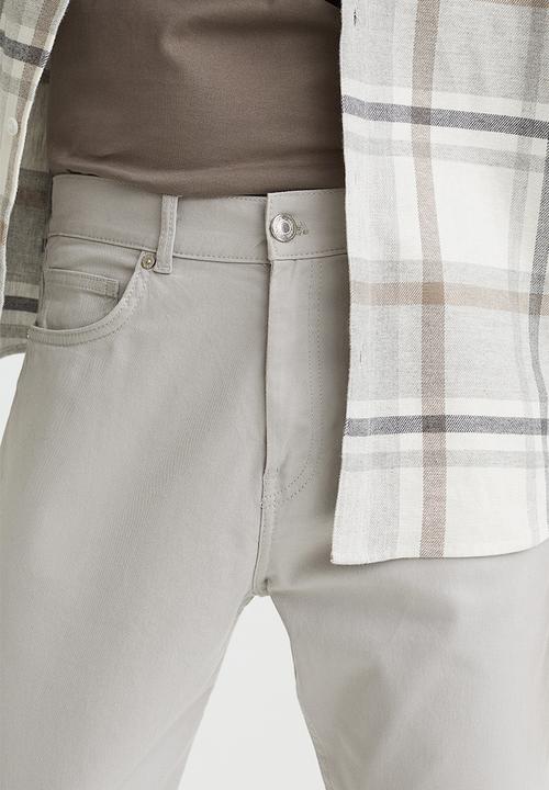 H&M - Slim fit cotton twill trousers - light grey