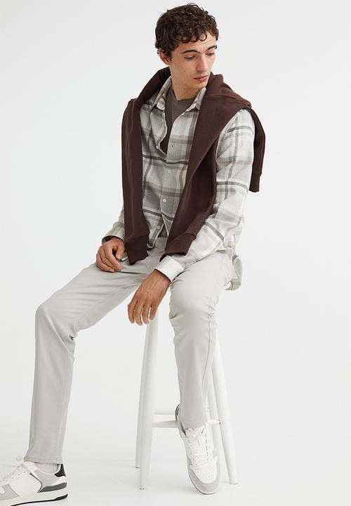 H&M - Slim fit cotton twill trousers - light grey