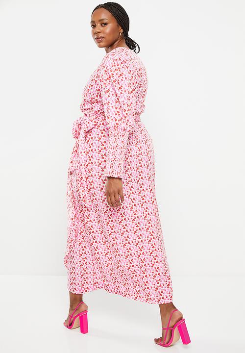 Glamorous - Plus ladies dress - white red pink floral