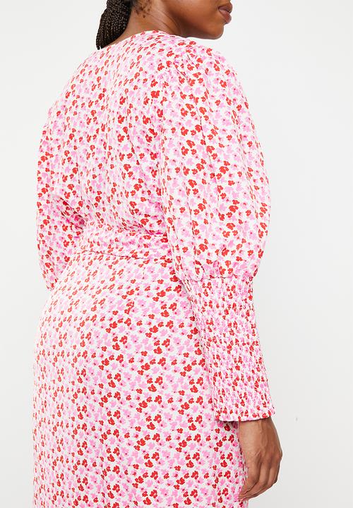 Glamorous - Plus ladies dress - white red pink floral