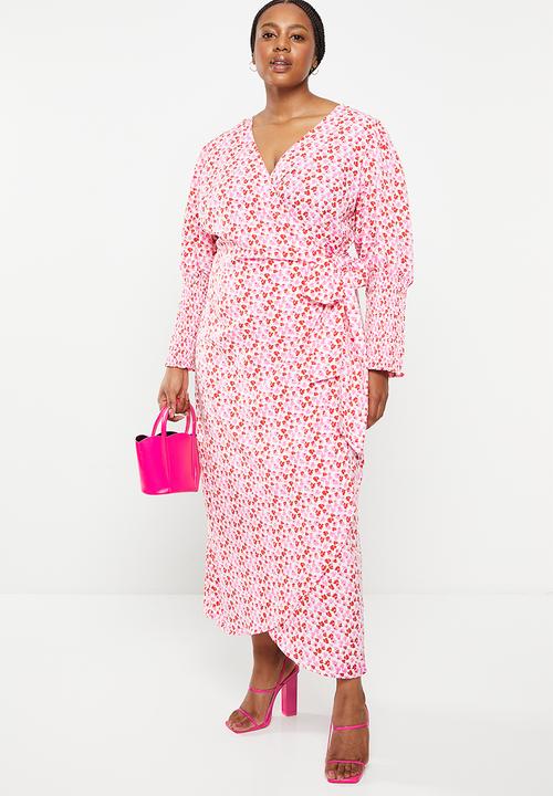 Glamorous - Plus ladies dress - white red pink floral