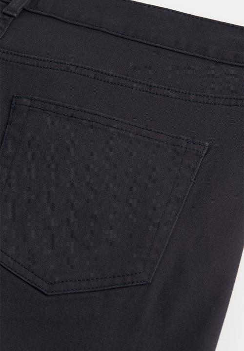 H&M - Slim fit cotton twill trousers - navy blue
