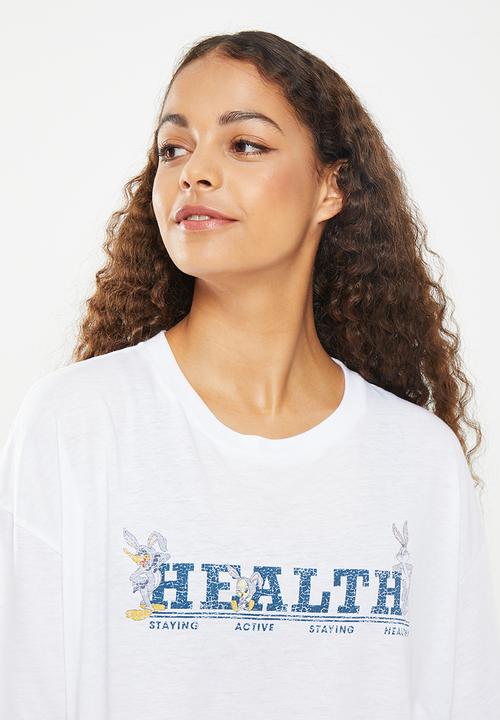Cotton On - Relaxed active recycled graphic T-shirt - white/lcn bugs bunny sports 