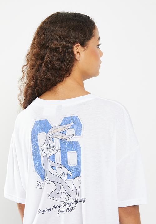 Cotton On - Relaxed active recycled graphic T-shirt - white/lcn bugs bunny sports 