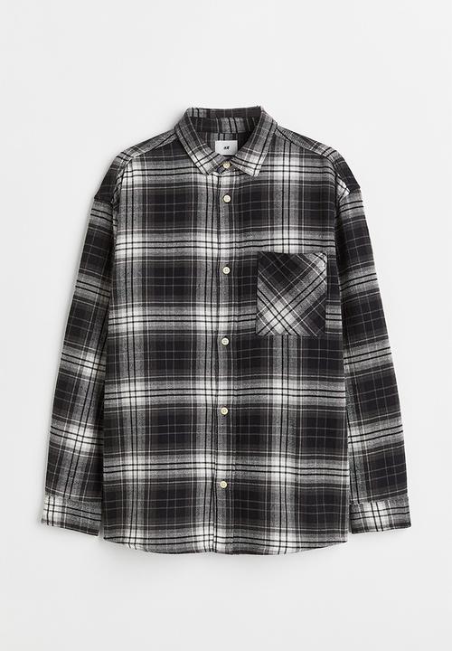 H&M - Cotton twill shirt - black/white checked
