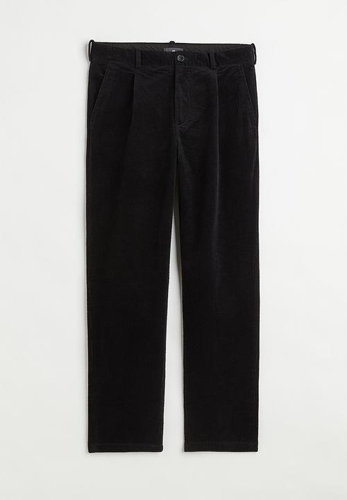 H&M - Regular fit corduroy trousers - black