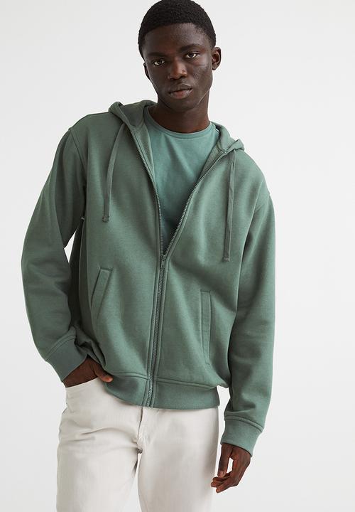 H&M - Relaxed fit zip-through hoodie - green