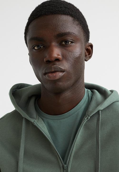 H&M - Relaxed fit zip-through hoodie - green