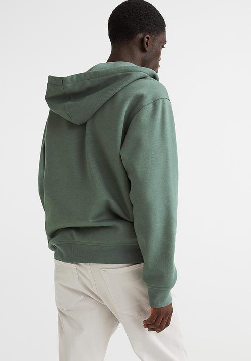 H&M - Relaxed fit zip-through hoodie - green