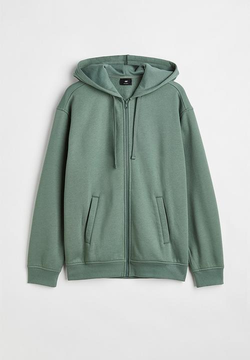 H&M - Relaxed fit zip-through hoodie - green