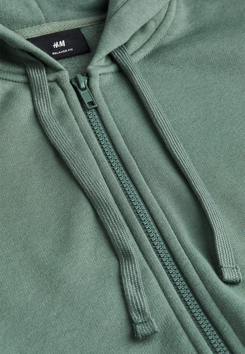 H&M - Relaxed fit zip-through hoodie - green