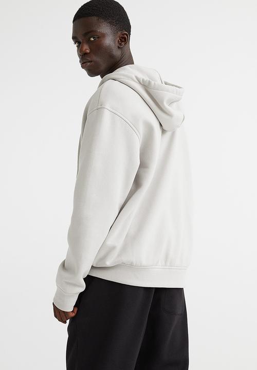 H&M - Relaxed fit zip-through hoodie - light greige 