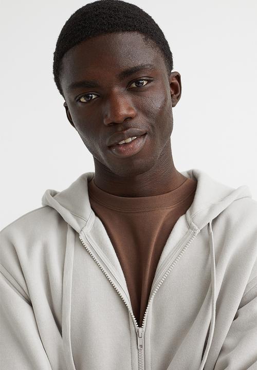 H&M - Relaxed fit zip-through hoodie - light greige 