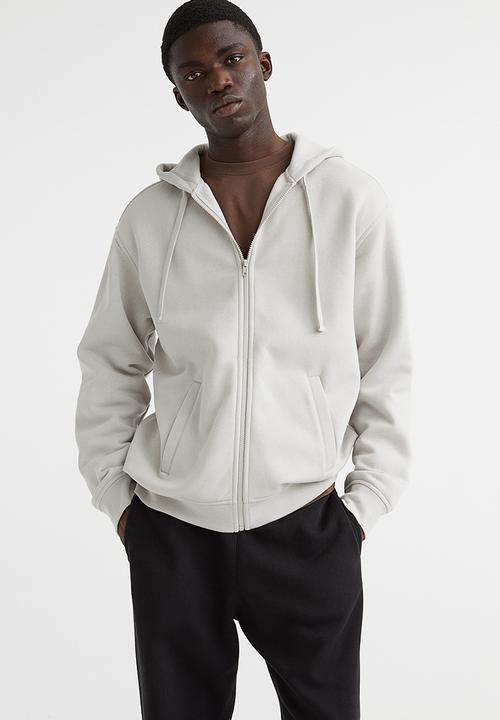 H&M - Relaxed fit zip-through hoodie - light greige 