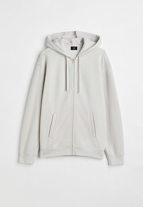 H&M - Relaxed fit zip-through hoodie - light greige 