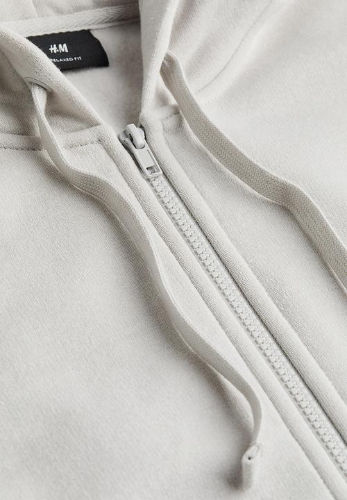 H&M - Relaxed fit zip-through hoodie - light greige 