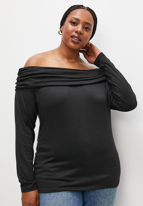 edit Plus - Off the shoulder tee - black