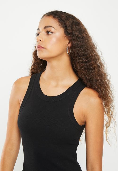 Cotton On - Bump friendly rib racer mini dress - black