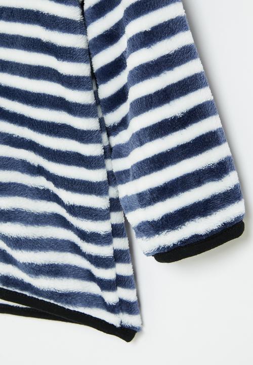 Pop Candy - Girls teddy hooded jacket - navy & white