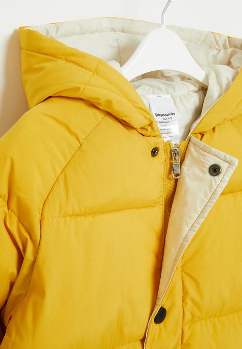 Pop Candy - Midi hooded puffer - yellow
