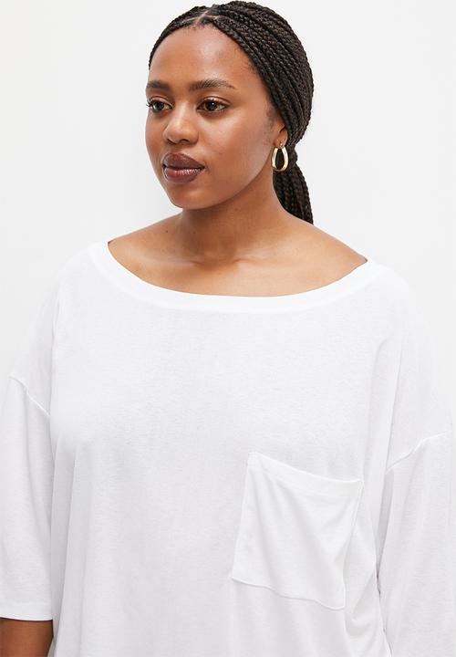 edit Plus - Slub crew relaxed top - white