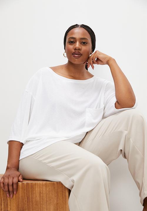 edit Plus - Slub crew relaxed top - white