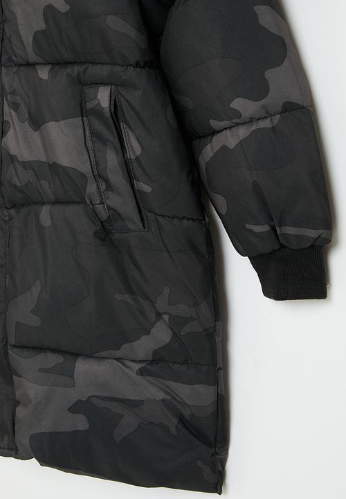 Pop Candy - Midi hooded puffer - camo