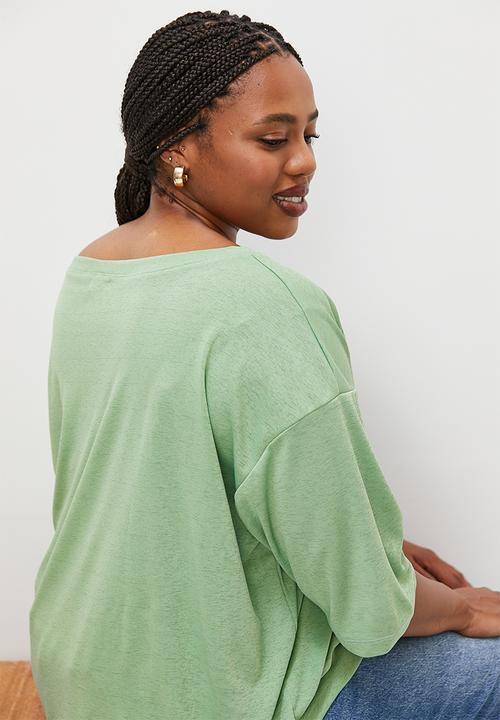 edit Plus - Slub crew relaxed top - mint