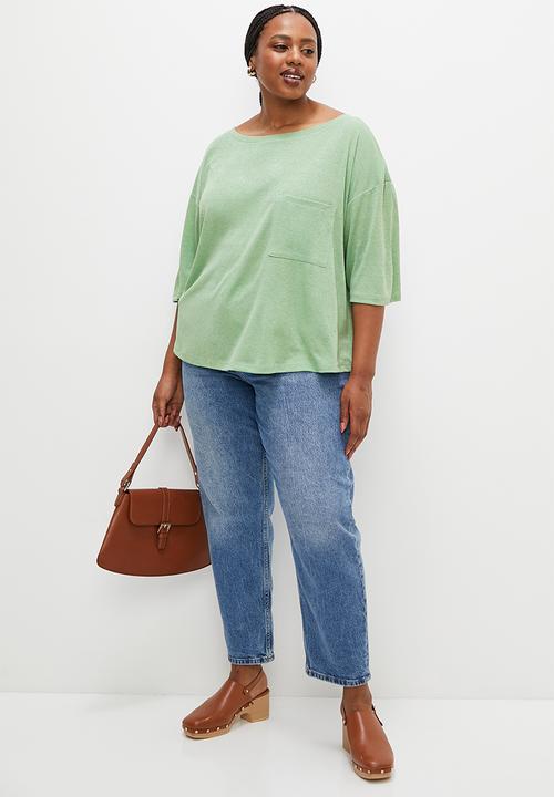 edit Plus - Slub crew relaxed top - mint