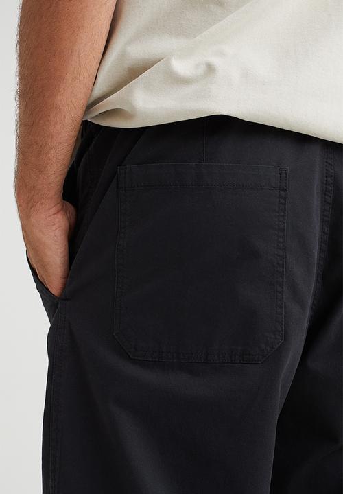 H&M - Relaxed fit twill pull-on trousers - black
