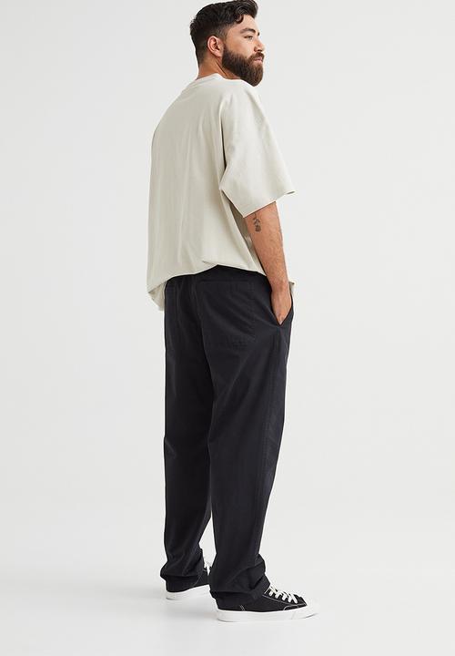 H&M - Relaxed fit twill pull-on trousers - black
