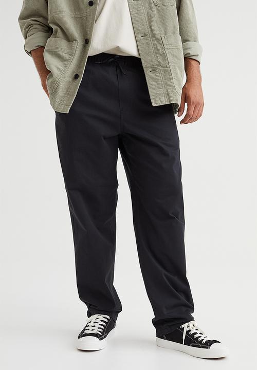 H&M - Relaxed fit twill pull-on trousers - black