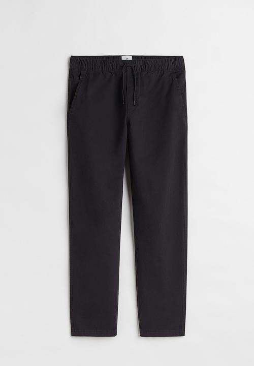 H&M - Relaxed fit twill pull-on trousers - black