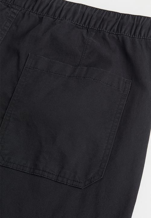 H&M - Relaxed fit twill pull-on trousers - black