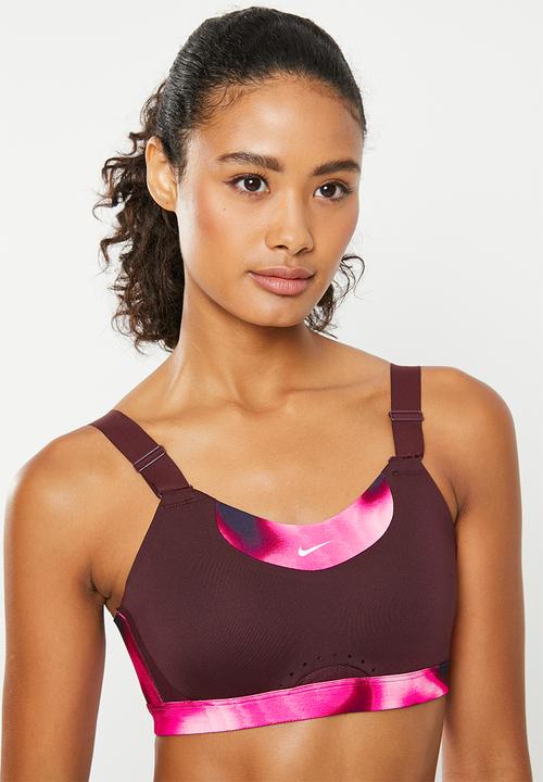 Nike - W nk df ic alpha bra aop - burgundy crush & white