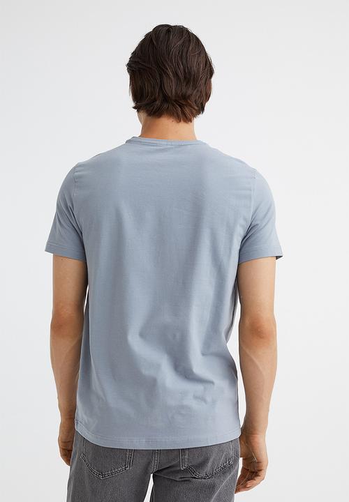 H&M - Slim fit v-neck T-shirt - steel blue