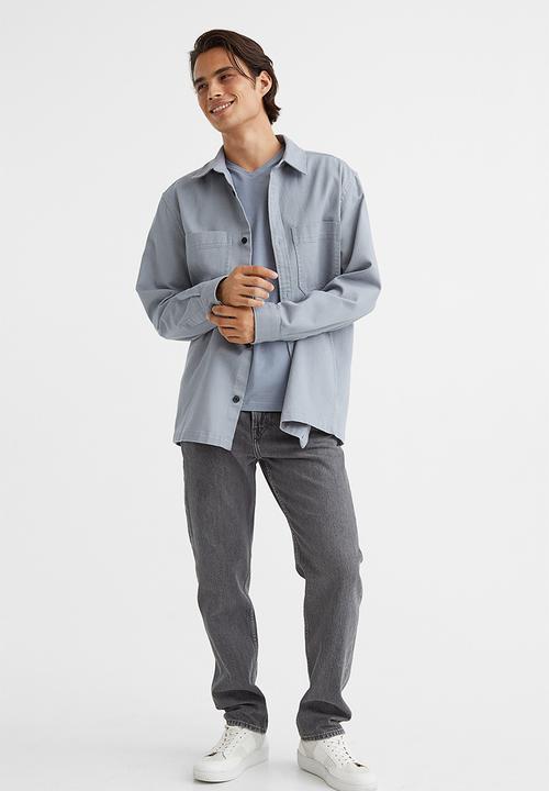 H&M - Slim fit v-neck T-shirt - steel blue