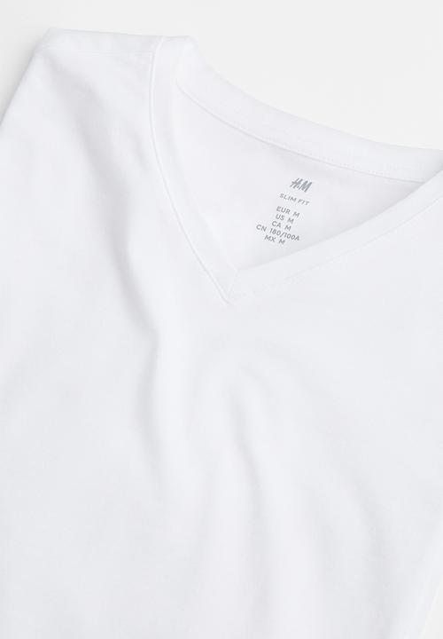 H&M - Slim fit v-neck T-shirt - white