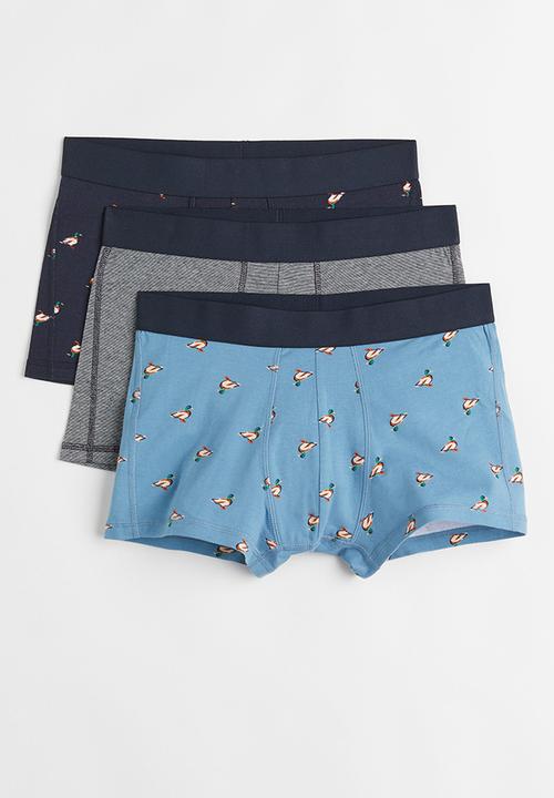 H&M - 3 Pack cotton short trunks - blue/ducks