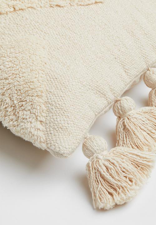 H&M - Cushion cover with tassels - beige