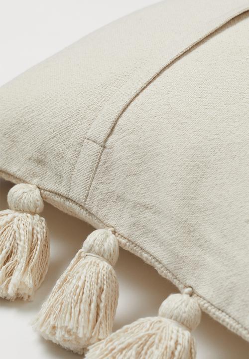 H&M - Cushion cover with tassels - beige/multi