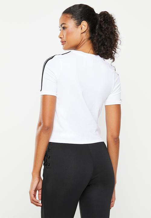 adidas Originals - V neck cropped tee - black