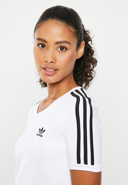 adidas Originals - V neck cropped tee - black